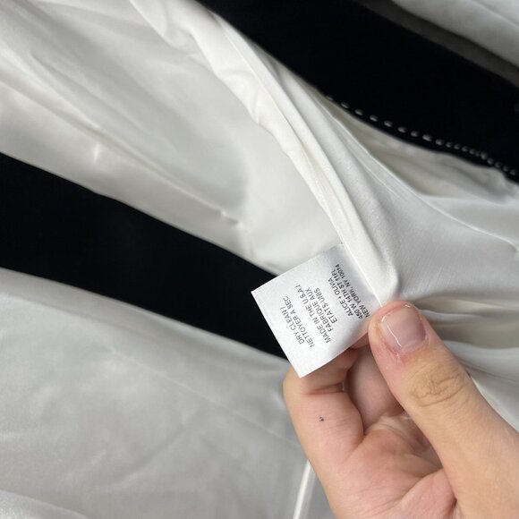 Alice + Olivia Blazer Womens 2 White Black Tuxedo Jacket Shawl Collar Satin - Picture 8 of 9